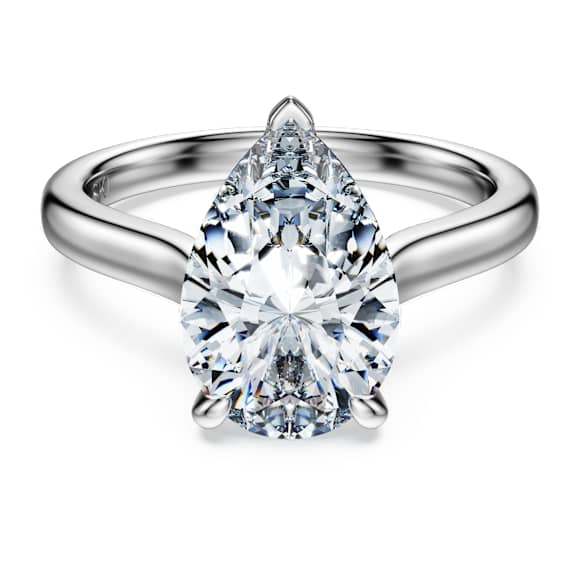 Eternity solitaire ring, Lab-grown diamonds 3 ct tw, Pear shape, 14K white gold - Swarovski, 5710875
