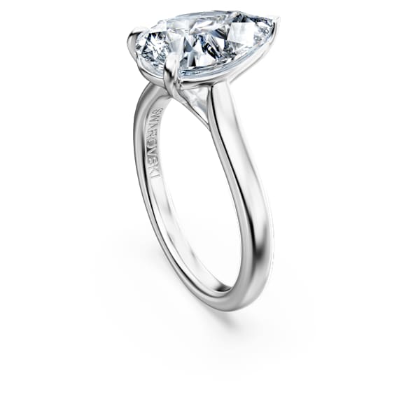 Eternity solitaire ring, Lab-grown diamonds 3 ct tw, Pear shape, 14K white gold - Swarovski, 5710875