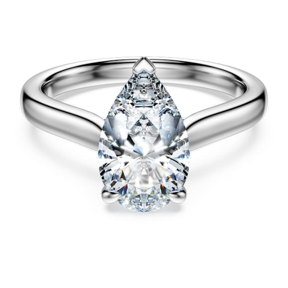 Eternity solitaire ring, Lab-grown diamonds 2 ct tw, Pear shape, 14K white gold - Swarovski, 5710877