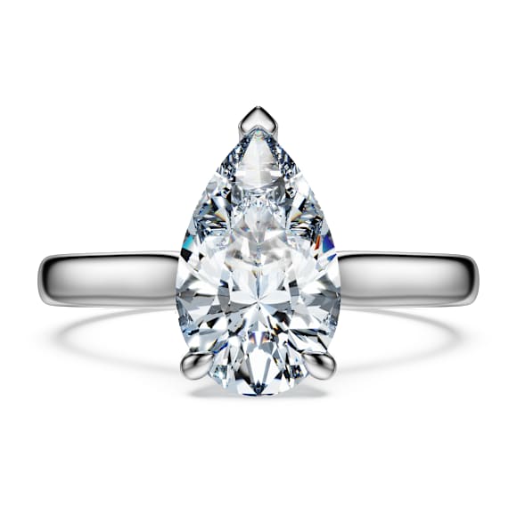 Eternity solitaire ring, Lab-grown diamonds 2 ct tw, Pear shape, 14K white gold - Swarovski, 5710877