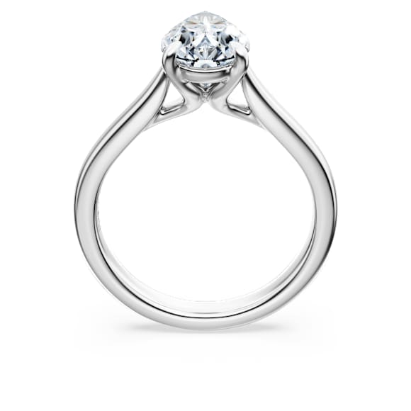 Eternity solitaire ring, Lab-grown diamonds 2 ct tw, Pear shape, 14K white gold - Swarovski, 5710877