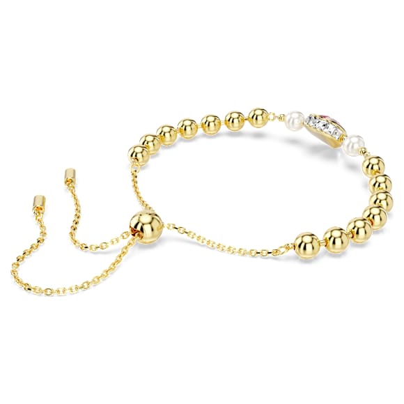 Imber bracelet, Crystal pearl, Heart cut, Heart, Pink, Gold-tone plated - Swarovski, 5711344