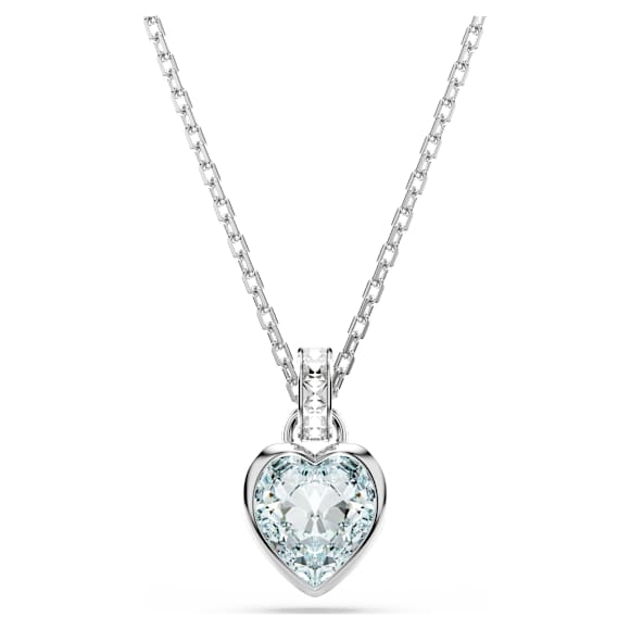 Imber pendant, Heart cut, Heart, Blue, Rhodium plated - Swarovski, 5711346