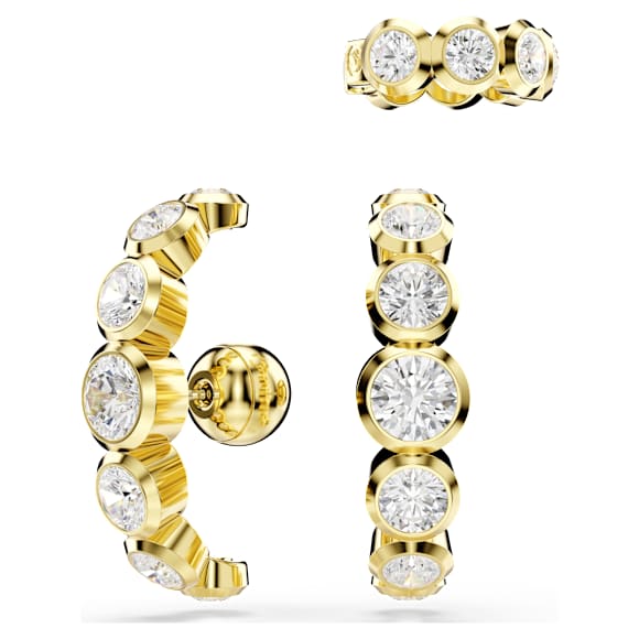 Imber ต่างหูแบบ Cuff, เซ็ต (3) เจียระไนทรงกลม, ขาว, ตกแต่งผิวด้วยทองคำ 18K - Swarovski, 5711482