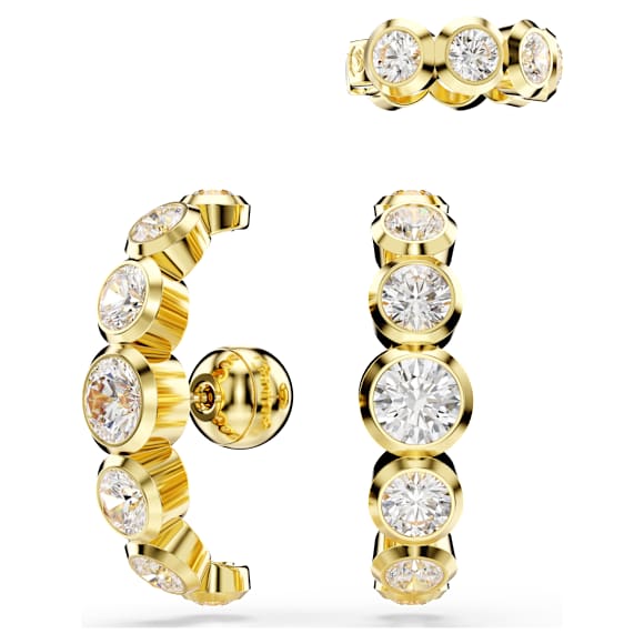 Orecchino ear cuff Imber, Set (3), Taglio rotondo, Bianco, Placcato color oro - Swarovski, 5711482