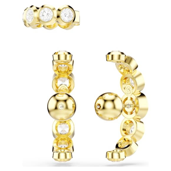Cercei ear cuff Imber, Set (3), Tăietură rotundă, Alb, Finisaj din aur de 18k - Swarovski, 5711482