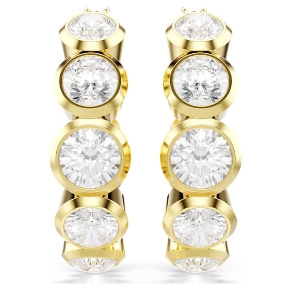Imber 大圈耳環, 圓形切割, 白色, 鍍金（金色飾面） - Swarovski, 5711483