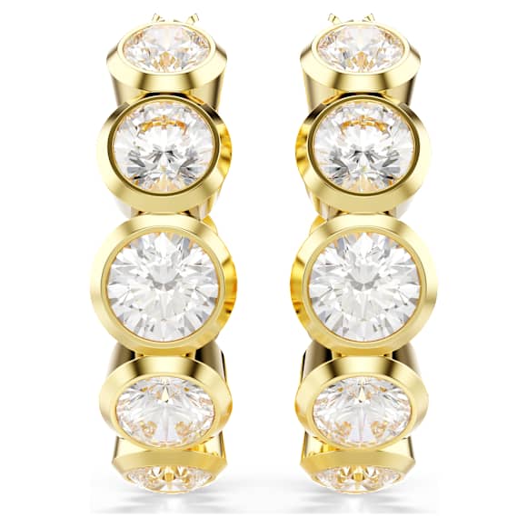 Imber hoop earrings, Round cut, White, Gold-tone plated - Swarovski, 5711483