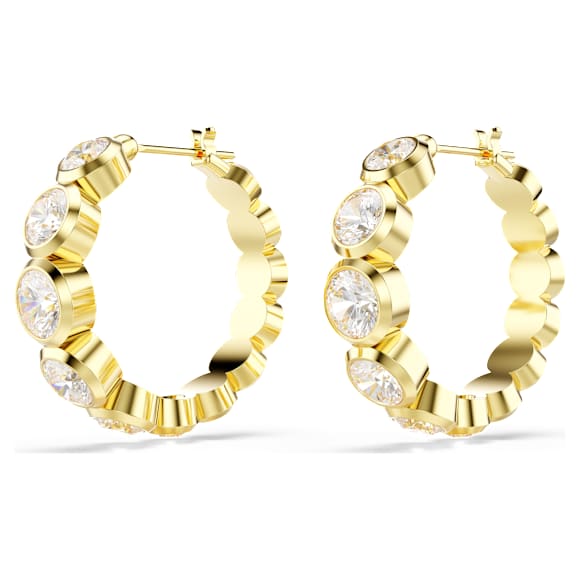 Imber hoop earrings, Round cut, White, Gold-tone plated - Swarovski, 5711483