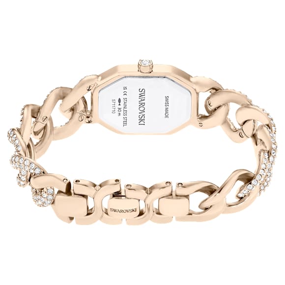 Orologio Dextera Chain, Fabbricato in Svizzera, Bracciale in cristallo, Bianco, Finitura in tonalità champagne dorato - Swarovski, 5711710