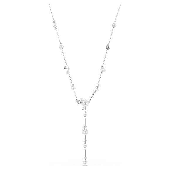 Collier en Y Constella, Crystal Pearl, Tailles rondes, Blanc, Métal rhodié - Swarovski, 5711830