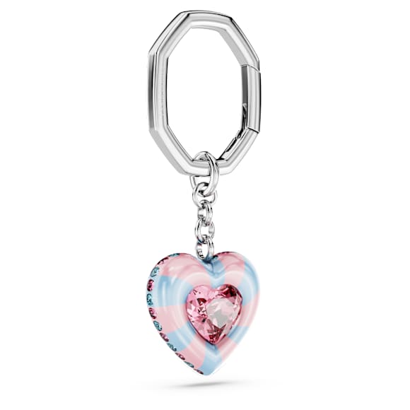 Dulcis key ring, Heart cut, Heart, Multicolored, Rhodium plated - Swarovski, 5713882