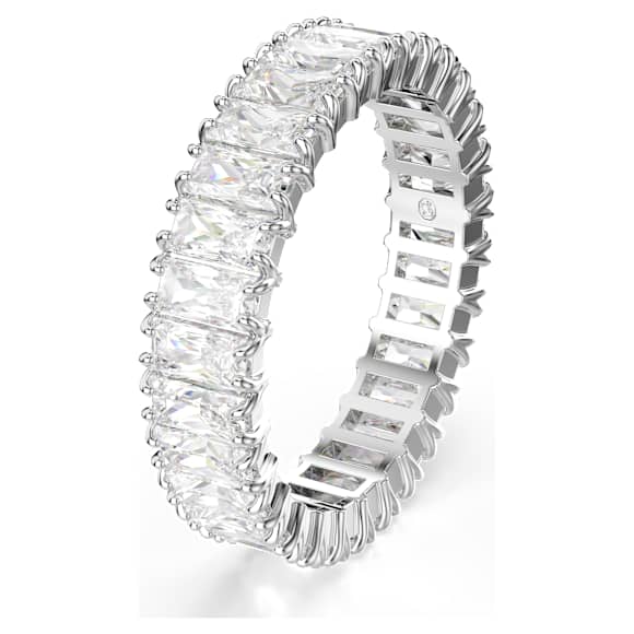 Matrix ring, Baguette cut, White, Silver-tone finish - Swarovski, 5714335