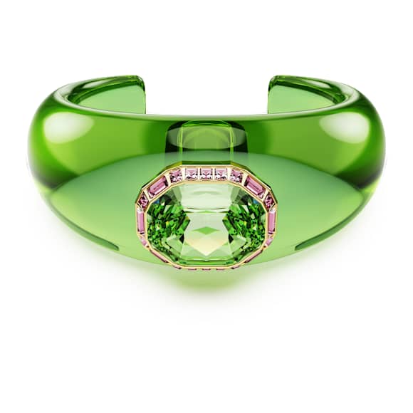 Bracelete Dulcis, Lapidação octogonal, Verde, Lacado a dourado - Swarovski, 5714381