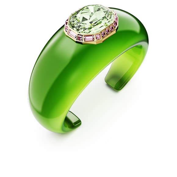 Bracelete Dulcis, Lapidação octogonal, Verde, Lacado a dourado - Swarovski, 5714381