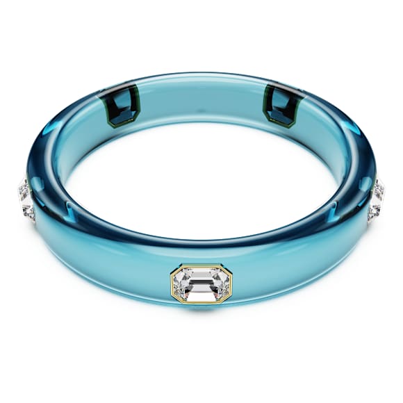 Bracciale rigido Dulcis, Taglio ottagonale, Blu, Finitura oro 18K - Swarovski, 5714389