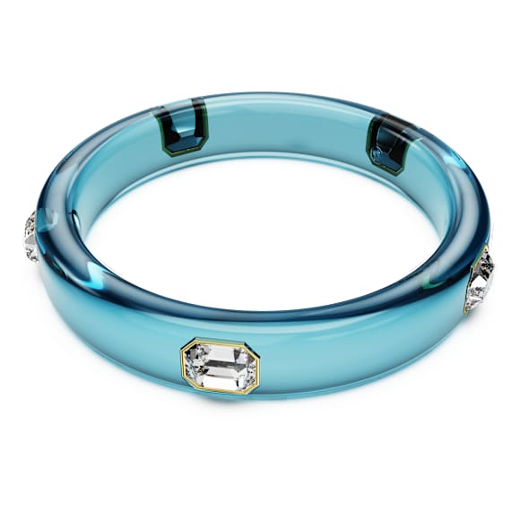 Brățară fixă Dulcis, Tăietură octogonală, Albastră, Placat cu auriu - Swarovski, 5714390