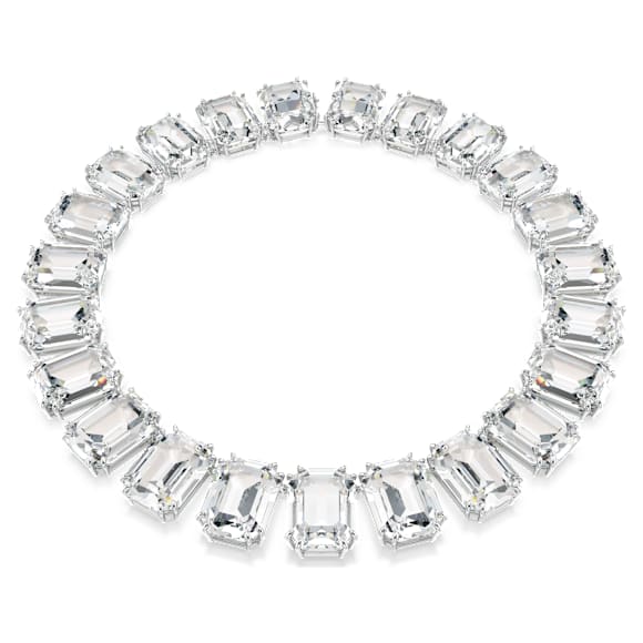 Millenia Tennis Halskette, Übergroße Kristalle, Oktagon-Schliff, Weiß, Rhodiniert - Swarovski, 5714395