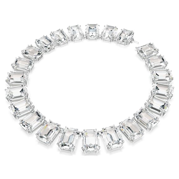 Millenia Tennis Halskette, Übergroße Kristalle, Oktagon-Schliff, Weiß, Rhodiniert - Swarovski, 5714395