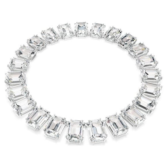 Millenia Tennis Halskette, Übergroße Kristalle, Oktagon-Schliff, Weiß, Rhodiniert - Swarovski, 5714395