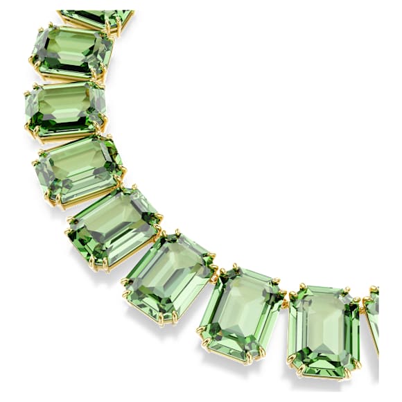 Millenia Tennis necklace, Oversized crystals, Octagon cut, Green, Gold-tone plated - Swarovski, 5714396