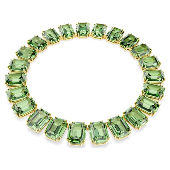 Millenia Tennis necklace, Oversized crystals, Octagon cut, Green, Gold-tone plated - Swarovski, 5714396