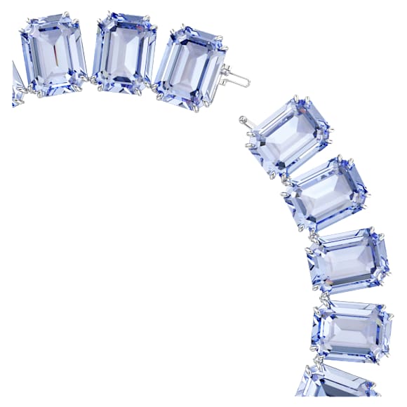Millenia Tennis necklace, Oversized crystals, Octagon cut, Blue, Rhodium plated - Swarovski, 5714397