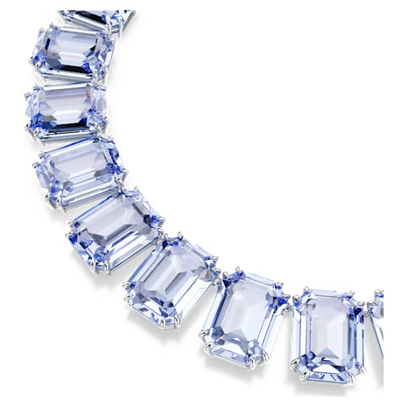 Millenia Tennis necklace, Oversized crystals, Octagon cut, Blue, Rhodium plated - Swarovski, 5714397