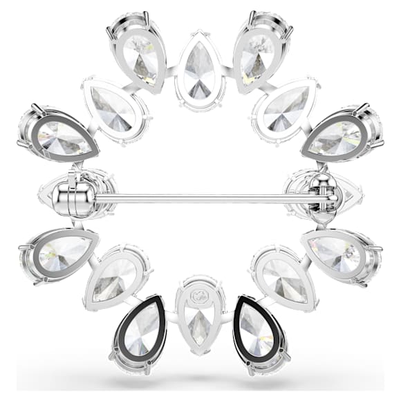 Matrix brooch, Pear cut, White, Rhodium plated - Swarovski, 5714646