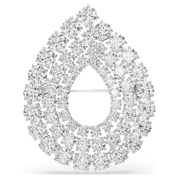 Matrix Broş, Yuvarlak kesim, Beyaz, Rodyum kaplama - Swarovski, 5714648