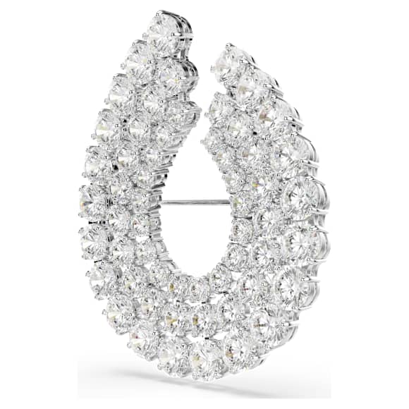 Matrix Broş, Yuvarlak kesim, Beyaz, Rodyum kaplama - Swarovski, 5714648