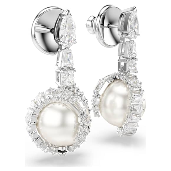 Snake 드롭 이어링, 크리스털 펄, 믹스 컷, 크리스털 펄, 뱀의 해, 화이트, 로듐 플래팅 - Swarovski, 5714668