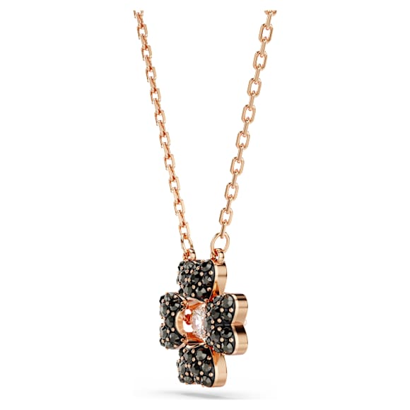 Idyllia 链坠, 幸运草, 黑色, 镀玫瑰金色调 - Swarovski, 5714901
