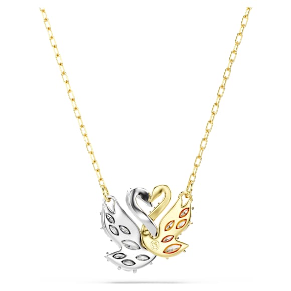 Swan pendant, Swan, White, Gold-tone plated - Swarovski, 5714934