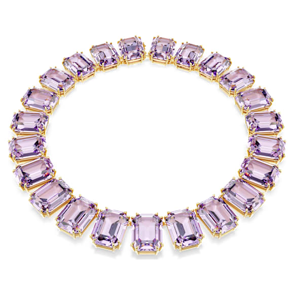 Millenia Tennis necklace, Oversized crystals, Octagon cut, Purple, Gold-tone plated - Swarovski, 5715330