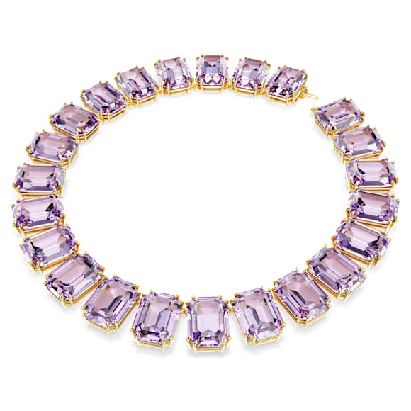 Millenia Tennis necklace, Oversized crystals, Octagon cut, Purple, Gold-tone plated - Swarovski, 5715330