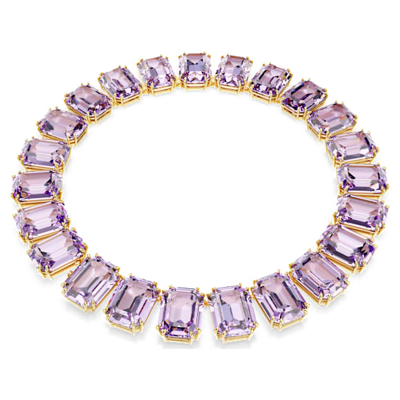 Millenia Tennis necklace, Oversized crystals, Octagon cut, Purple, Gold-tone plated - Swarovski, 5715330