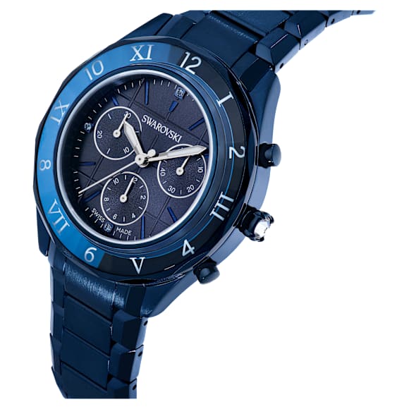 Montre Dextera chrono, 39 mm, Fabriqué en Suisse, Bracelet en métal, Bleues, Finition bleue - Swarovski, 5715457