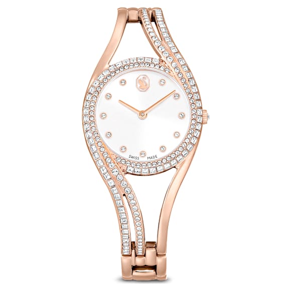 Hyperbola bangle watch, Swiss Made, Metal bracelet, Rose gold tone, Rose gold-tone finish - Swarovski, 5715465