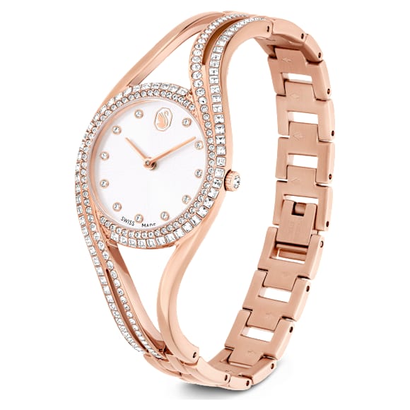 Hyperbola bangle watch, Swiss Made, Metal bracelet, Rose gold tone, Rose gold-tone finish - Swarovski, 5715465