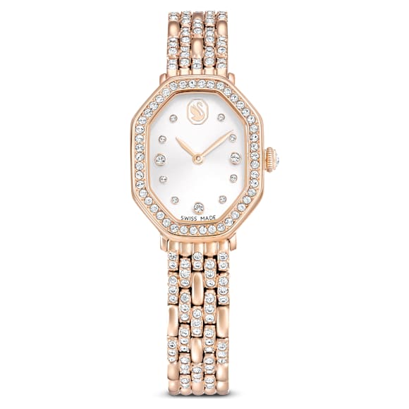 Dextera Octagon watch, Swiss Made, Metal bracelet, Gold tone, Rose gold-tone finish - Swarovski, 5715517
