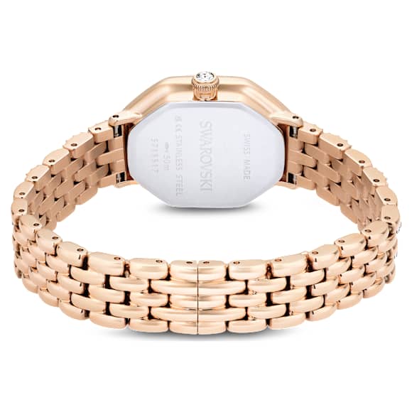 Dextera Octagon watch, Swiss Made, Metal bracelet, Gold tone, Rose gold-tone finish - Swarovski, 5715517