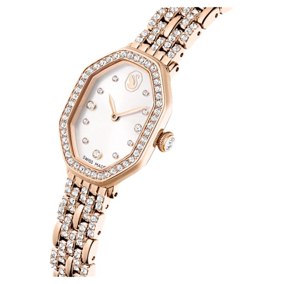 Dextera Octagon watch, Swiss Made, Metal bracelet, Gold tone, Rose gold-tone finish - Swarovski, 5715517