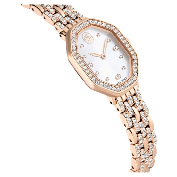 Dextera Octagon watch, Swiss Made, Metal bracelet, Gold tone, Rose gold-tone finish - Swarovski, 5715517