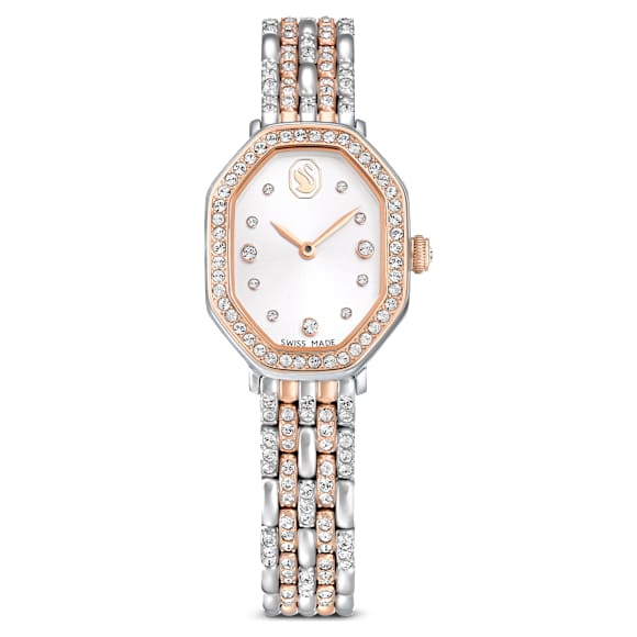 Dextera Octagon 手錶, 瑞士製造, 金屬手鏈, 銀色, 玫瑰金色潤飾 - Swarovski, 5715521
