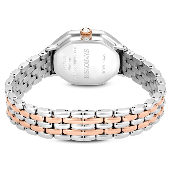 Dextera Octagon watch, Swiss Made, Metal bracelet, Silver Tone, Rose gold-tone finish - Swarovski, 5715521