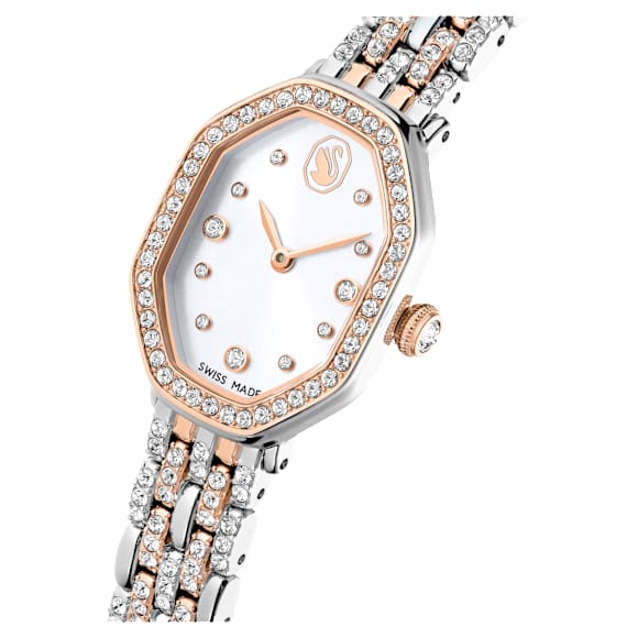 Dextera Octagon watch, Swiss Made, Metal bracelet, Silver Tone, Rose gold-tone finish - Swarovski, 5715521