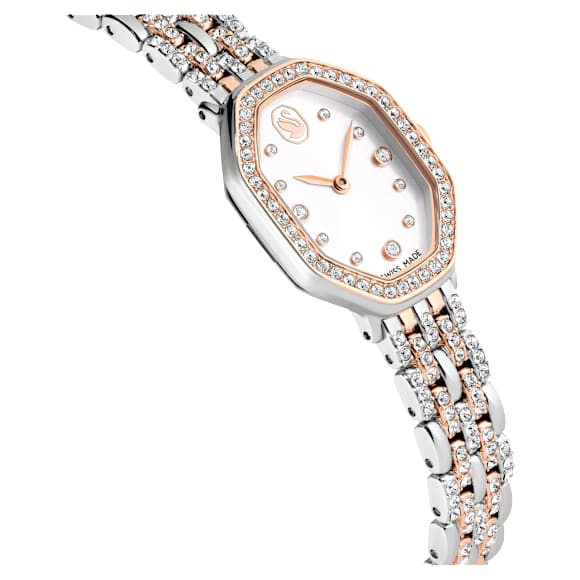 Dextera Octagon watch, Swiss Made, Metal bracelet, Silver Tone, Rose gold-tone finish - Swarovski, 5715521