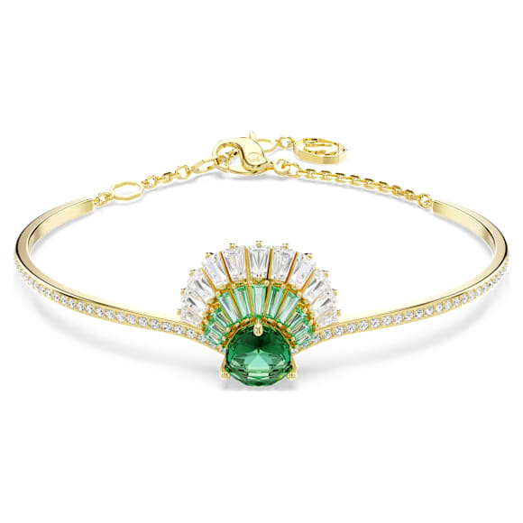 Bracelete Idyllia, Combinação de lapidações, Concha, Verde, Lacado a dourado - Swarovski, 5715616