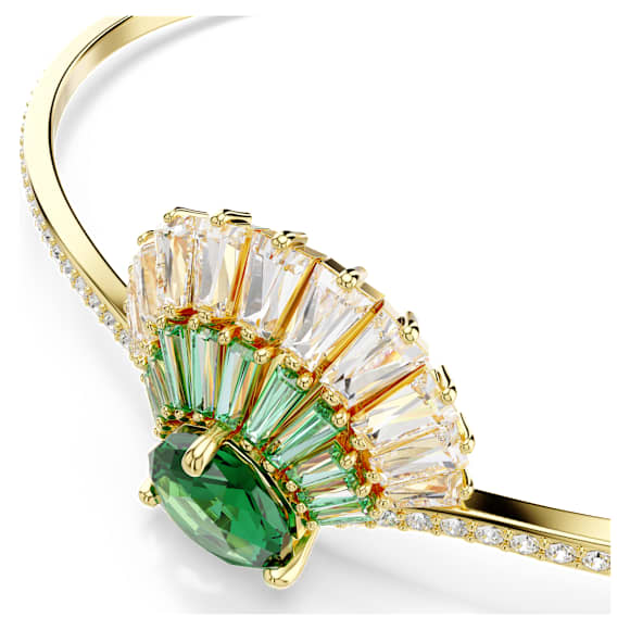 Idyllia bangle, Mixed cuts, Shell, Green, Gold-tone plated - Swarovski, 5715616
